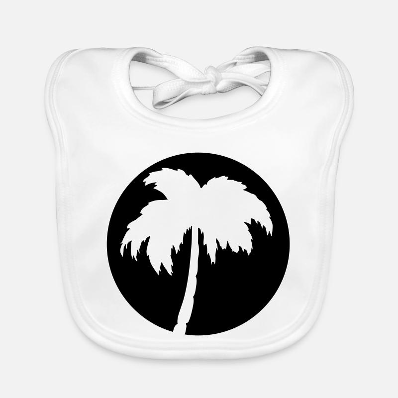 Palm tree silhouette in the night circle Organic Baby Bibs