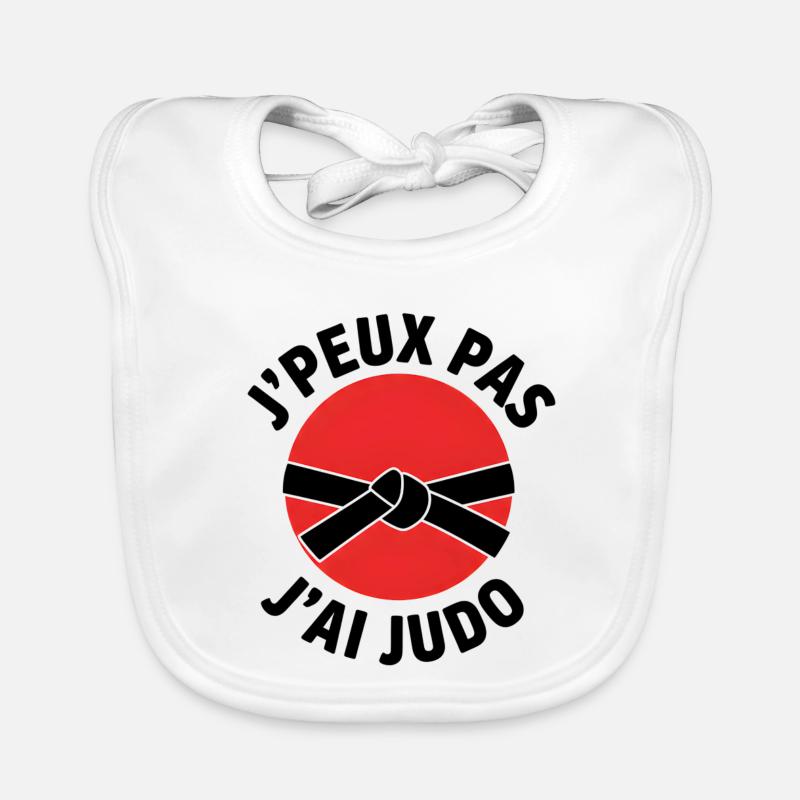 J'peux pas Judo Emblème Rouge - Bavoir bio Bébé - blanc