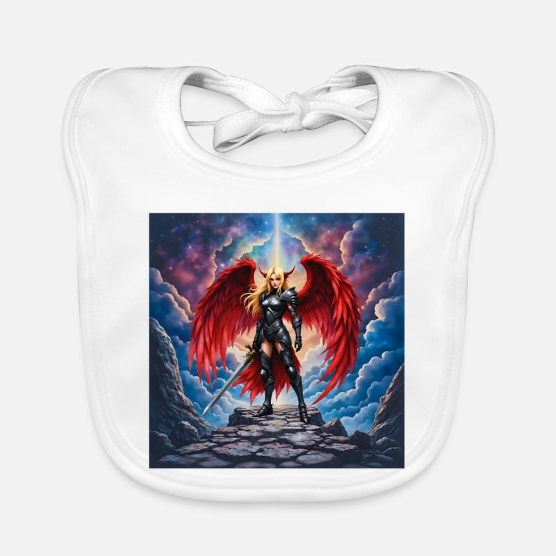 Winged Warrior in Red Armor Organic Baby Bibs
