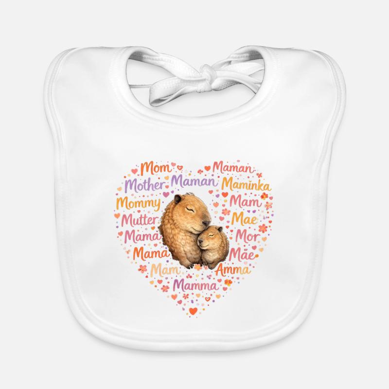 Capybara Mama Herz – Muttertag Geschenk Baby Bio-Lätzchen