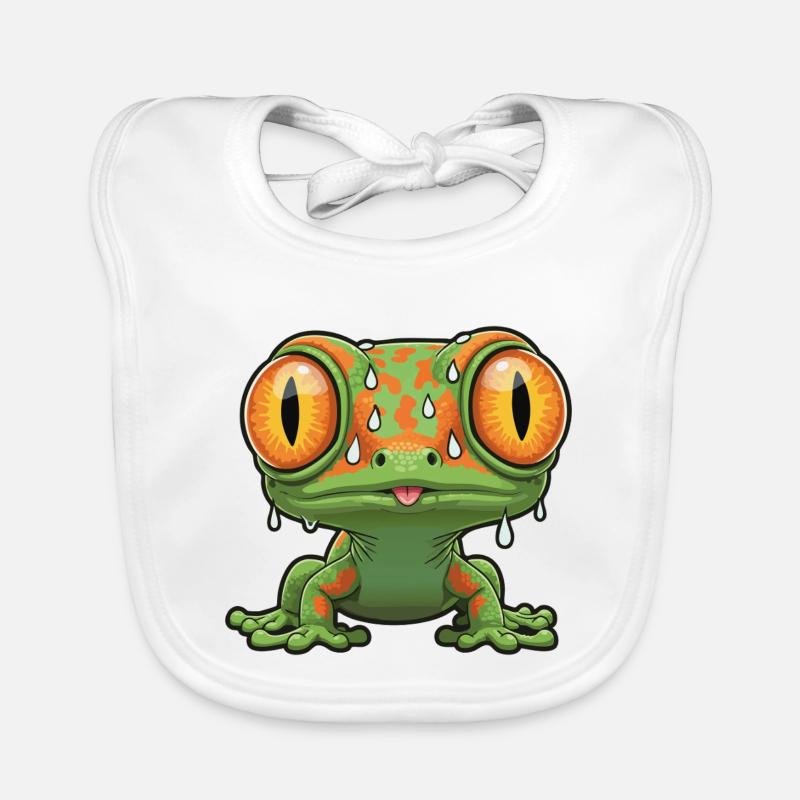 Stressed Lizard Panic Bulging Eyes Mascot Organic Baby Bibs