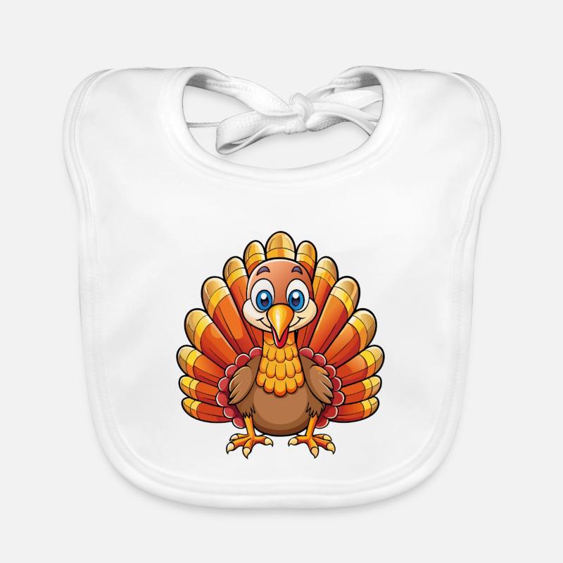 Cute sitting turkey Organic Baby Bibs