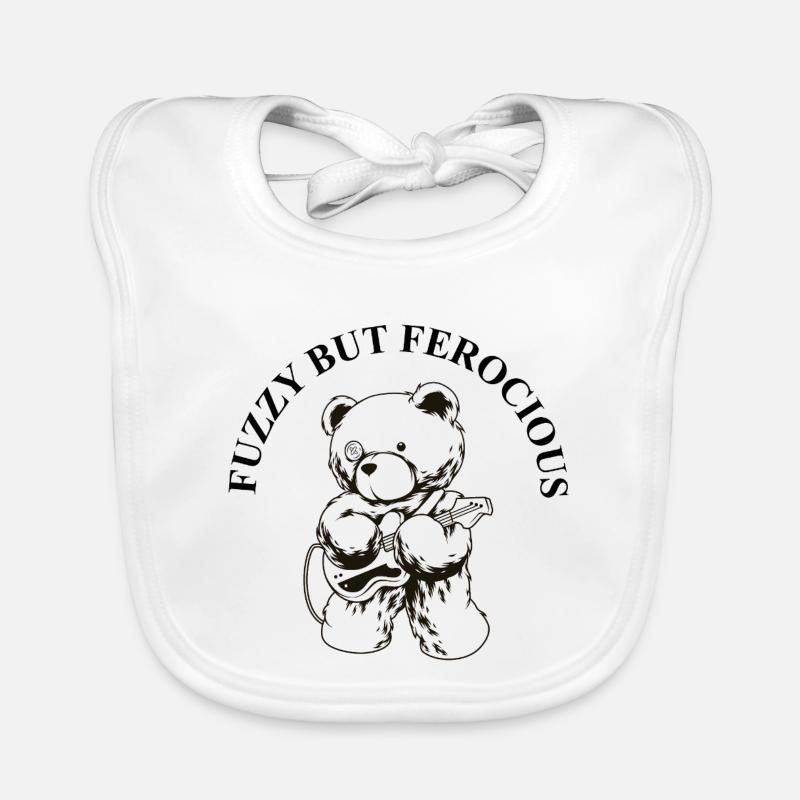 Fuzzy but Ferocious – Bear Rock Saying Organic Baby Bibs