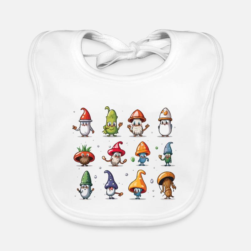 Mushroom Gnome Parade Organic Baby Bibs