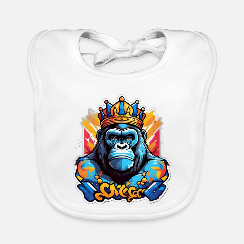 Blue Gorilla Crowned Graffiti Organic Baby Bibs