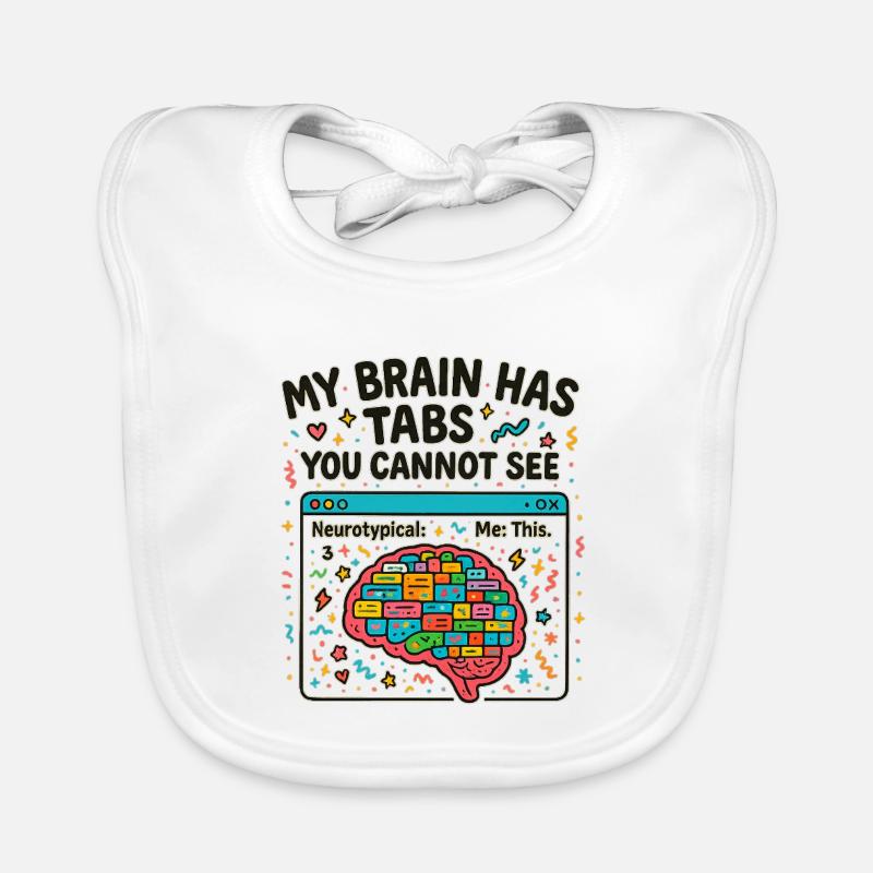 Colorful brain with hidden tabs Organic Baby Bibs