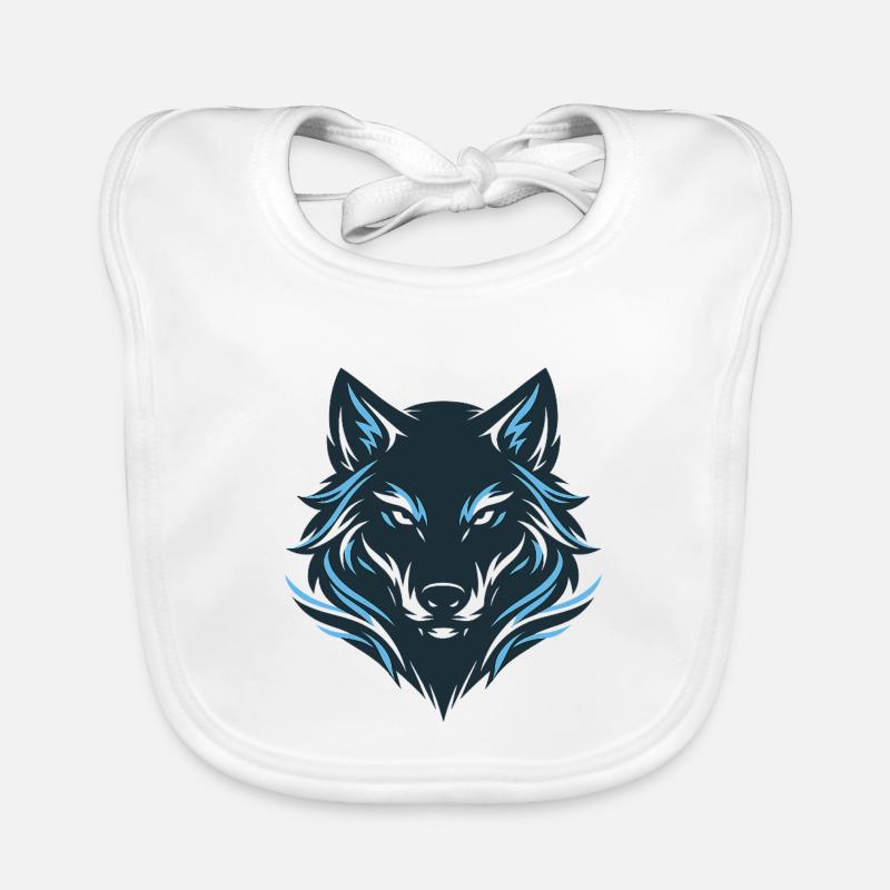 Blue Night Wolf Emblem Organic Baby Bibs