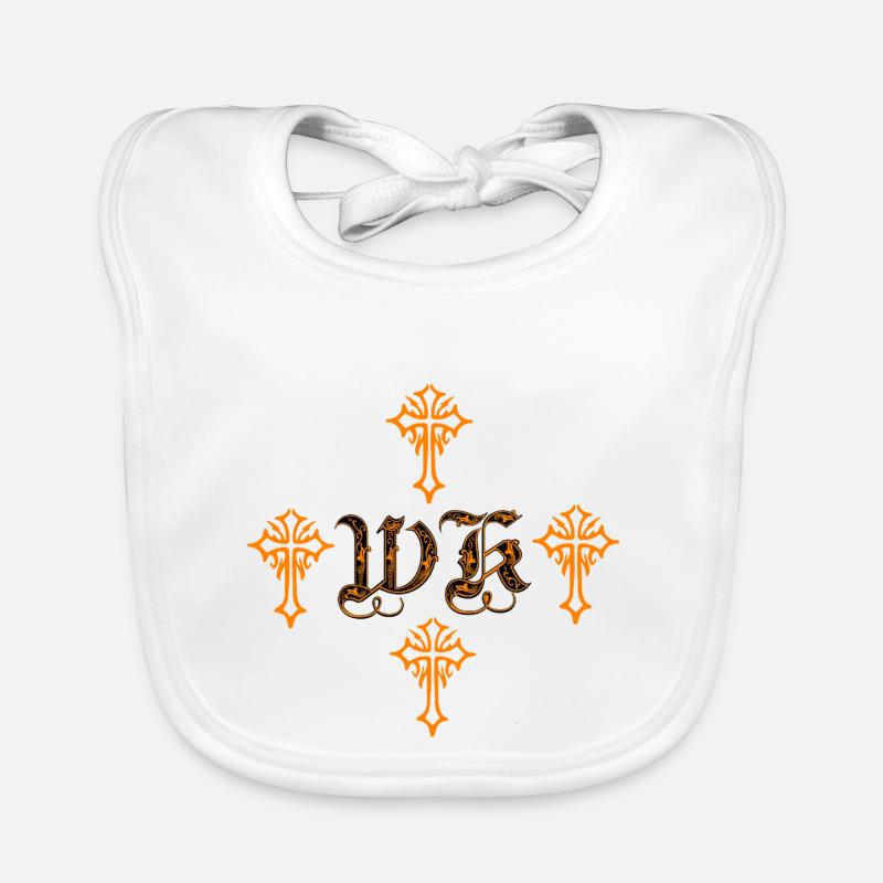 Orange-Gotik-Kreuzornament mit Initialen Baby Bio-Lätzchen