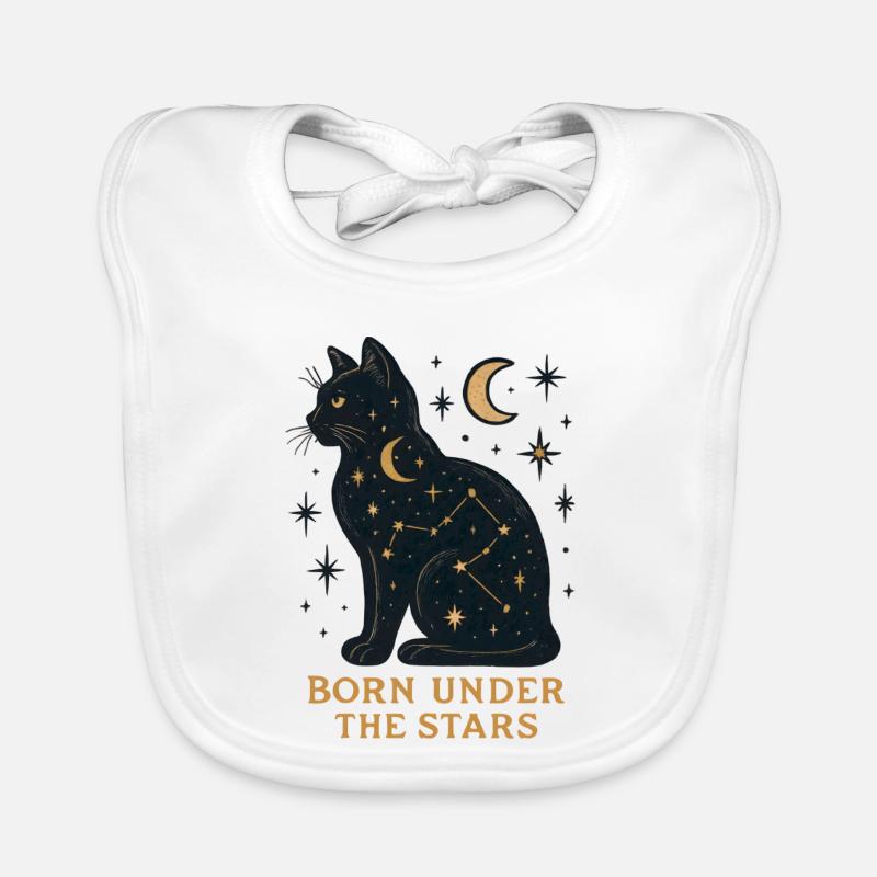 Chat Étoilé parmi les Étoiles Bavoir bio Bébé