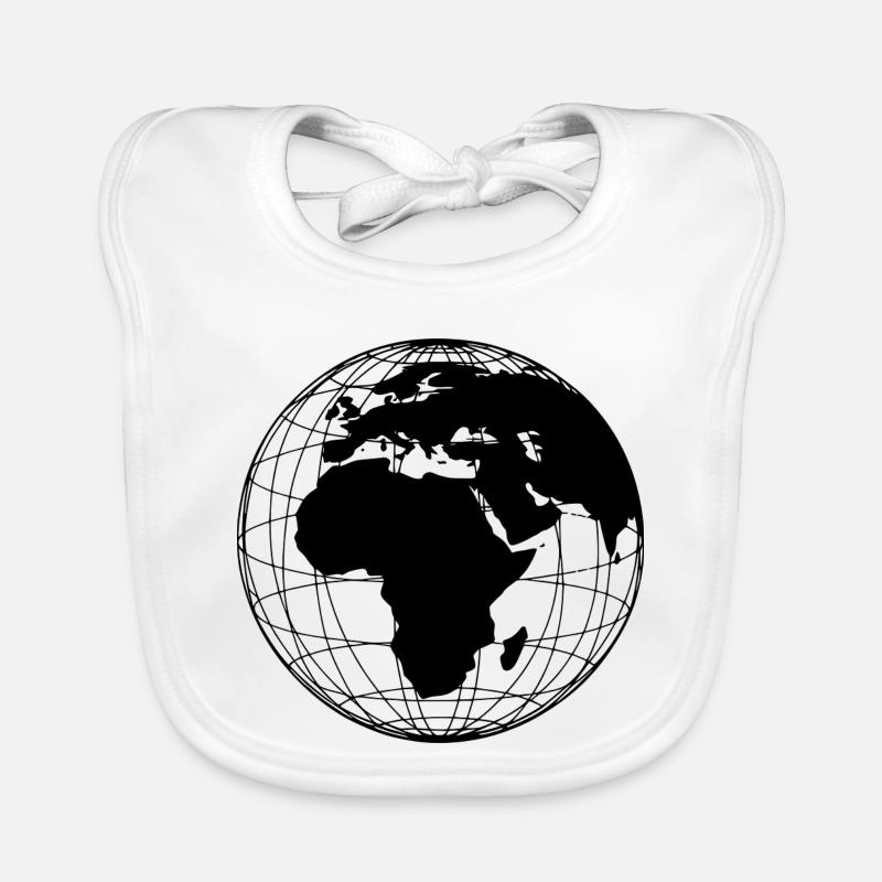 Globe Earth Modern Minimalist - Black Organic Baby Bibs