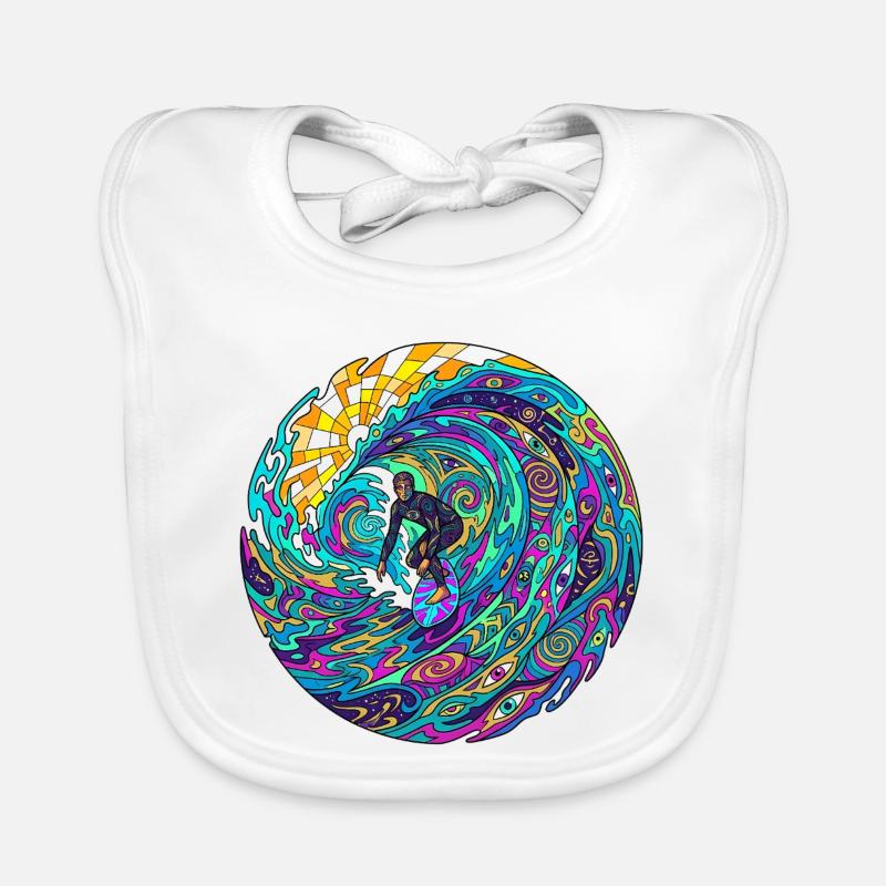 Psychedelic Surf Wave Organic Baby Bibs