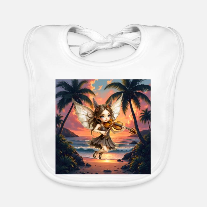 Fiddler Fairy in Tropical Sunset Organic Baby Bibs