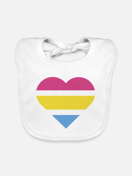 Pride Flag Heart · Pansexual - Organic Baby Bibs - white - Front