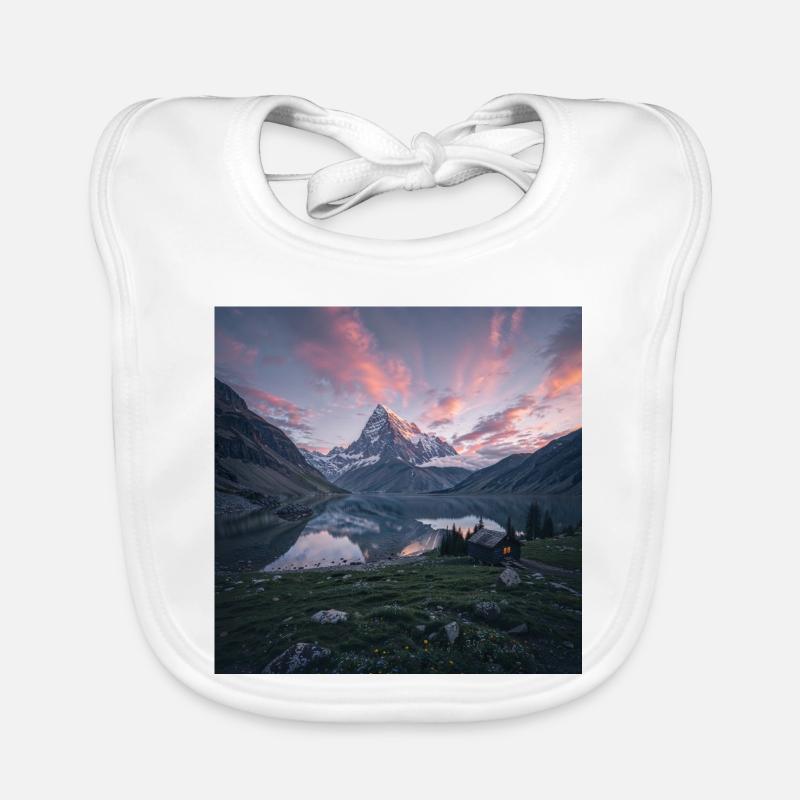 Alpine evening reflection Organic Baby Bibs