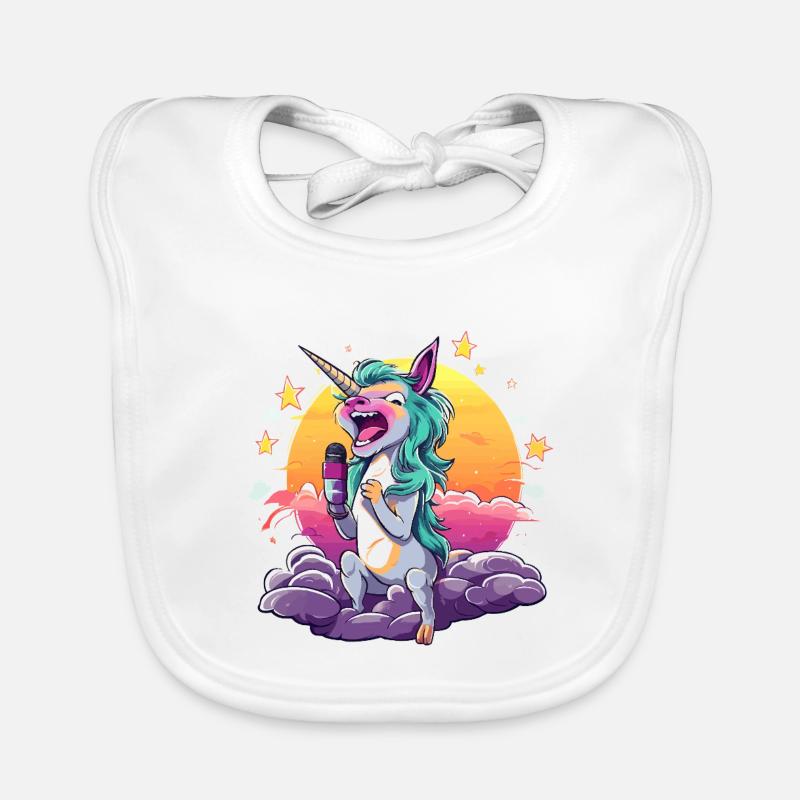 Licorne au coucher de soleil avec micro Bavoir bio Bébé