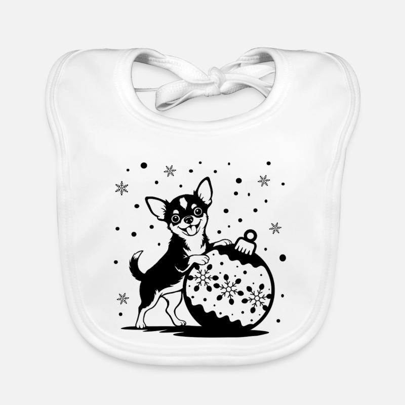Fröhlicher Chihuahua mit Weihnachtskugel Baby Bio-Lätzchen