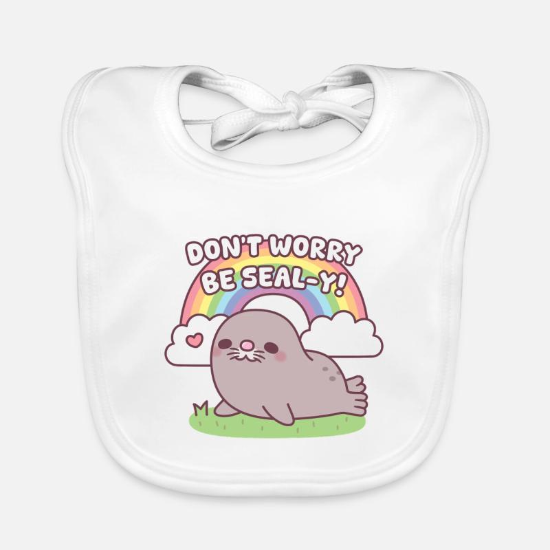 Ne t’inquiète pas, sois mignon Phoque Chonky et Rainbow Bavoir bio Bébé