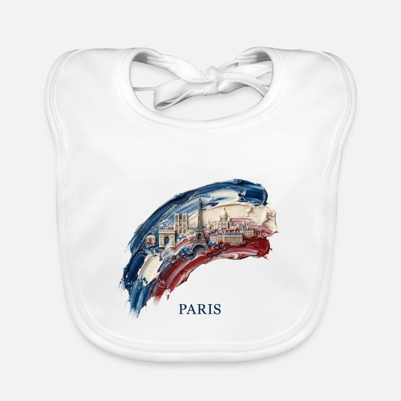 Drapeau du paysage urbain à la pince de Paris Bavoir bio Bébé