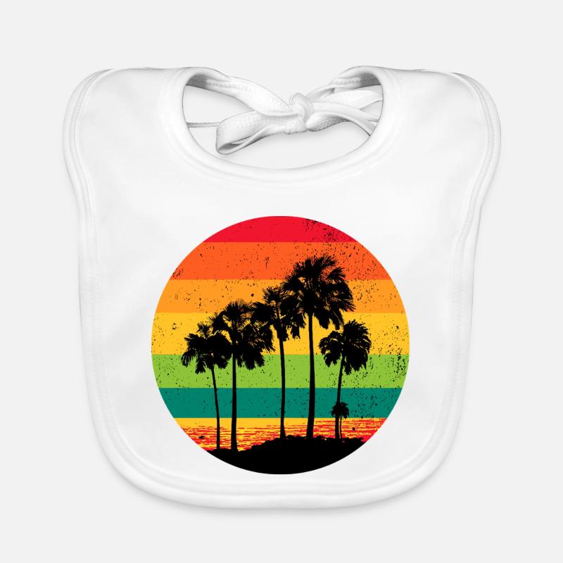 Palm Trees Beach Sunset Rétro Bavoir bio Bébé