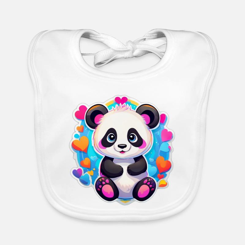 Panda Coeur Arc-en-Ciel Bavoir bio Bébé