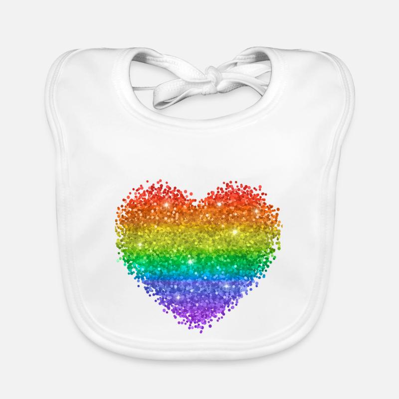 Regenbogenherz Glitzerpunkte Baby Bio-Lätzchen