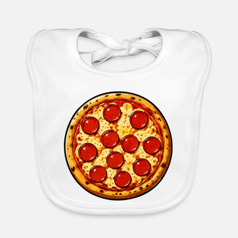 Pepperoni Pizza Illustration Comicstil Baby Bio-Lätzchen