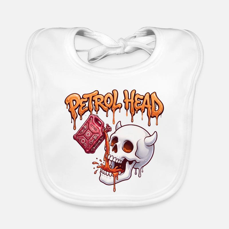 Petrol Head Skull Organic Baby Bibs
