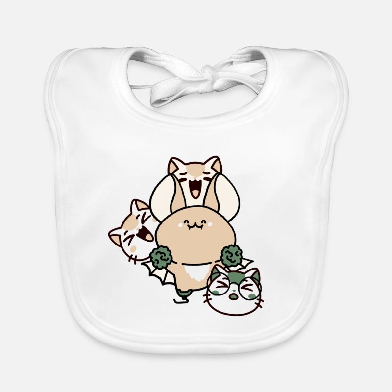 Chauve-souris Kawaii avec prothèse de jambe et escouade de chat Bavoir bio Bébé