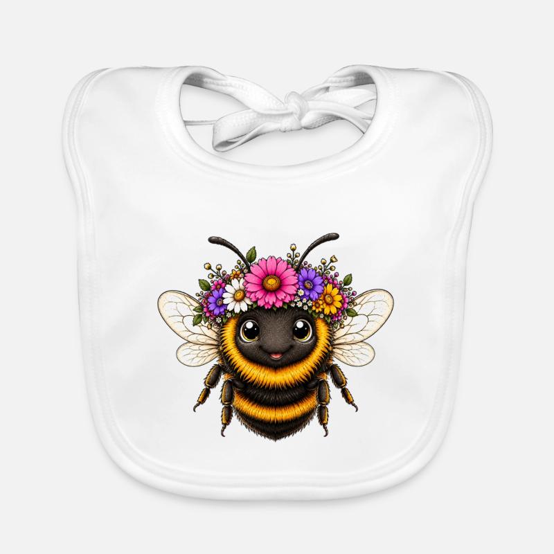 Biene mit Blumenschmuck  Baby Bio-Lätzchen