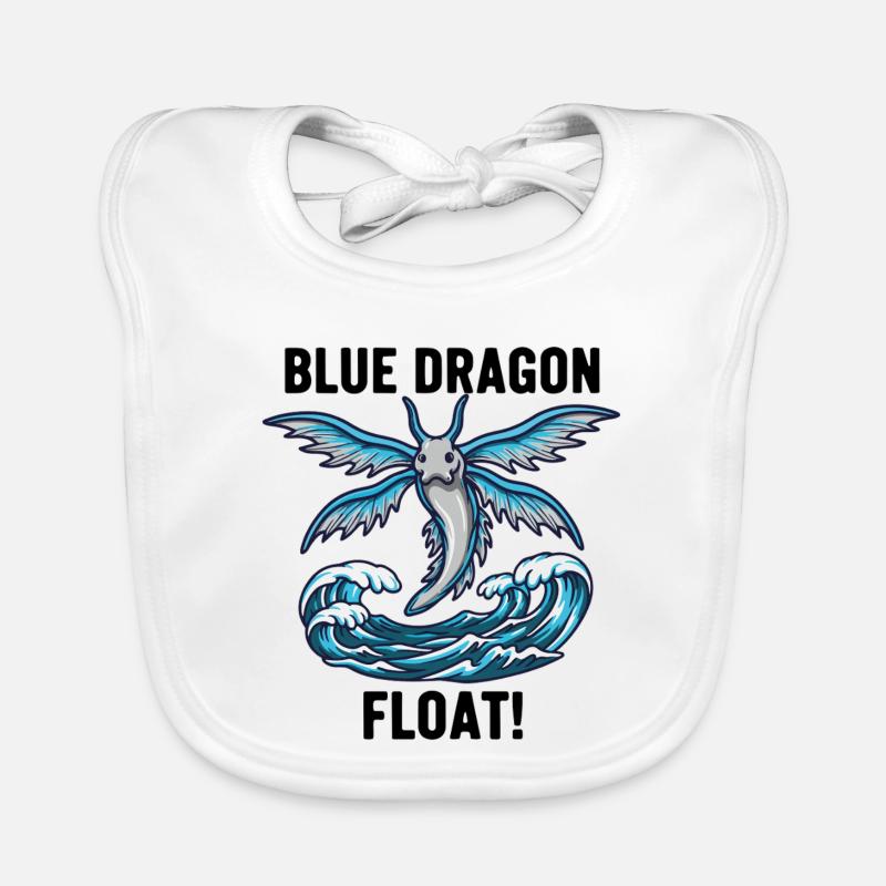 Dragon Bleu Mer Danger Float Blue Dragon Noir Bavoir bio Bébé