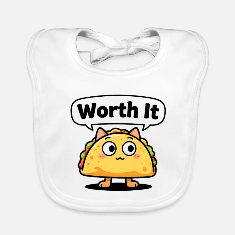 Chat taco expressif – meme “Worth It” Bavoir bio Bébé