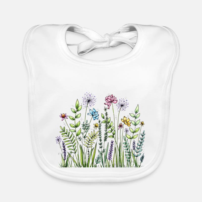Wildblumenwiesen-Skizze Baby Bio-Lätzchen