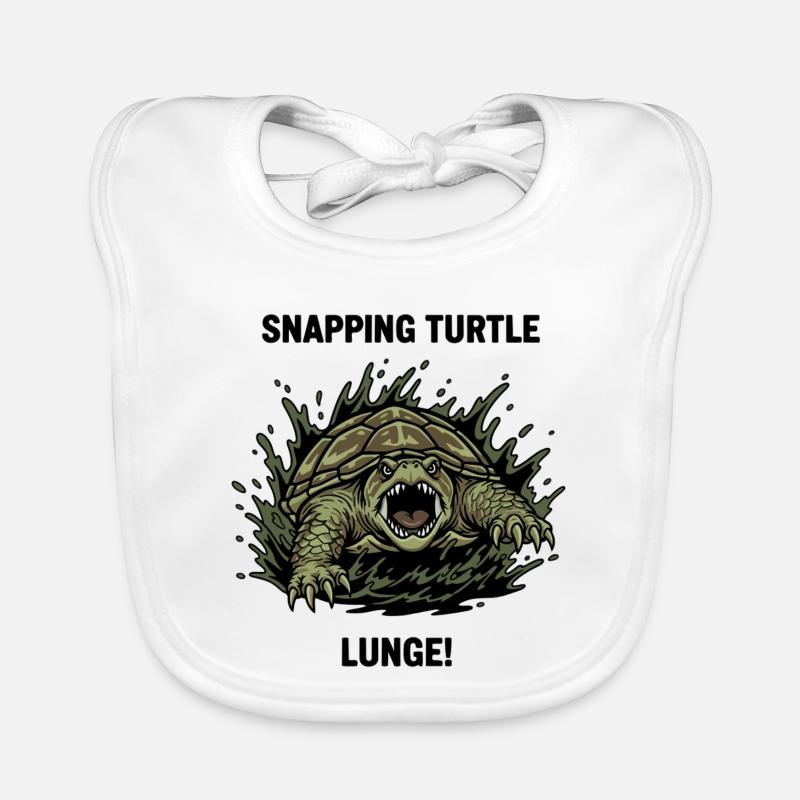 Tortue Serpentine Danger Lunge Snapping Turtle Organic Baby Bibs