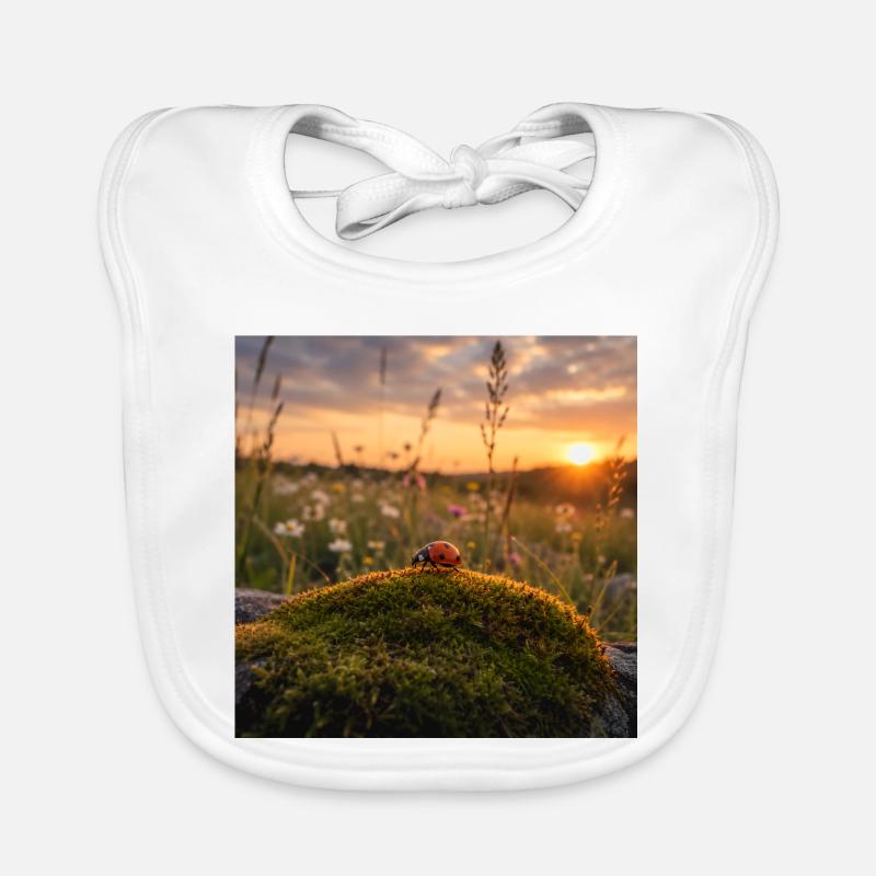 Ladybug in sunset and moss Organic Baby Bibs
