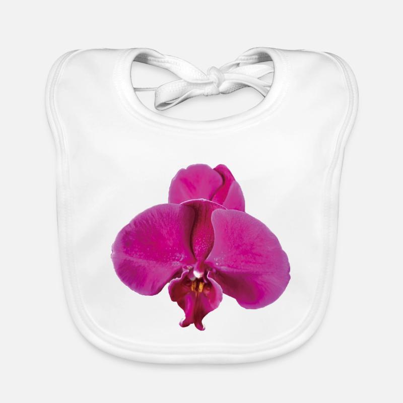 Vivid_Pink_Phalaenopsis_Noth_Orchid_Bloom - Baby Bio-Lätzchen - Weiß