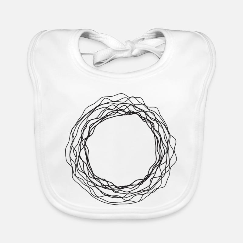 Tangled Wreath Circular Line Art Organic Baby Bibs