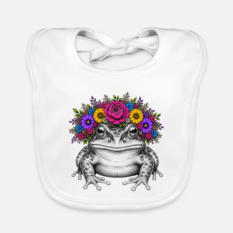 Frog with flower corolla Organic Baby Bibs