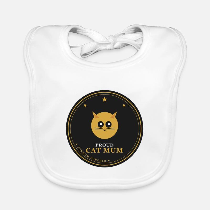 Proud Cat Mum Emblem Organic Baby Bibs