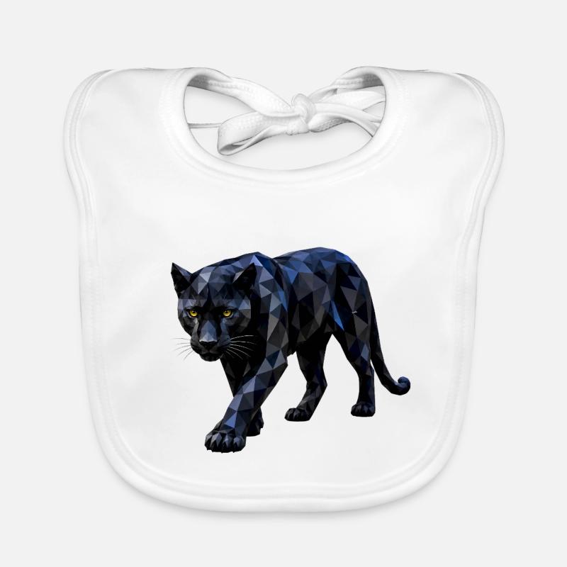 Polygon-Panther - Baby Bio-Lätzchen - Weiß