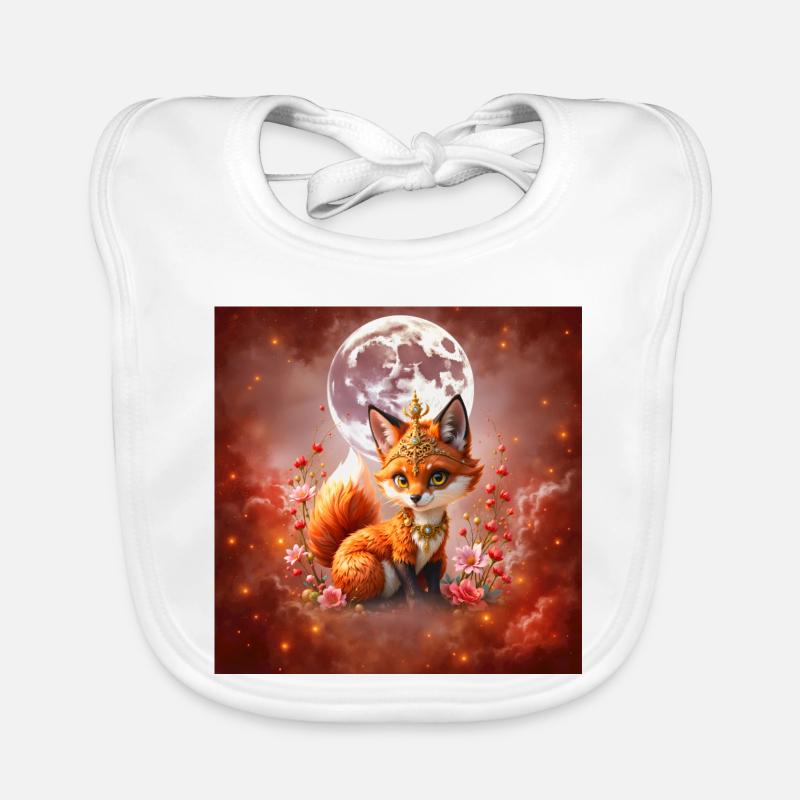 Lunar Fox with Jewels Organic Baby Bibs