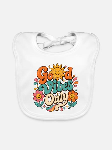 Le seul Retro Floral de Good Vibe - Bavoir bio Bébé - blanc - Devant