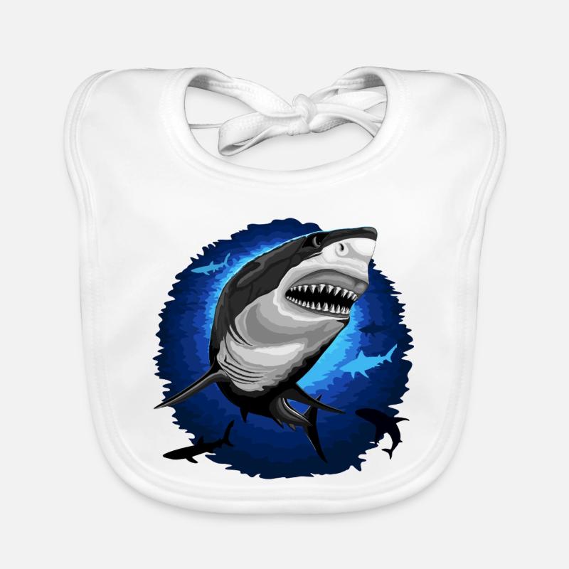 Mâchoires d’attaque de requin sur un océan bleu profond Bavoir bio Bébé
