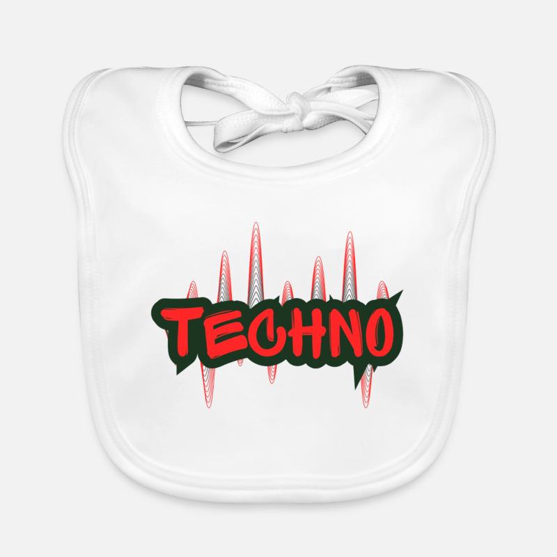 Techno - Bavoir bio Bébé - blanc