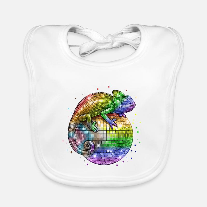 Chamäleon auf Globo Disco Fortschrittsflagge LGBT - Baby Bio-Lätzchen - Weiß