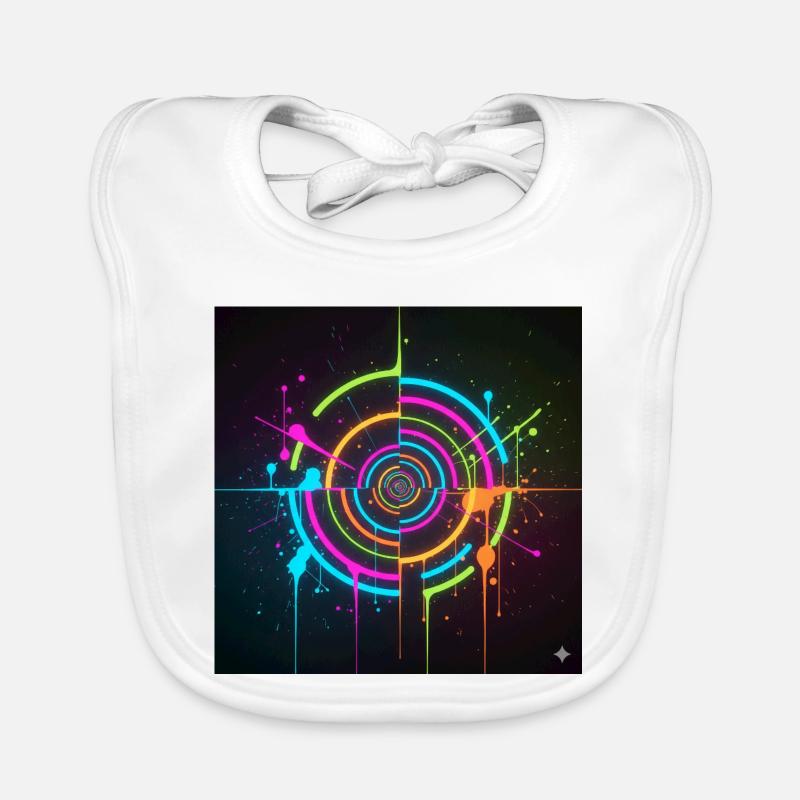 Éclaboussure de cercle néon - Bavoir bio Bébé - blanc