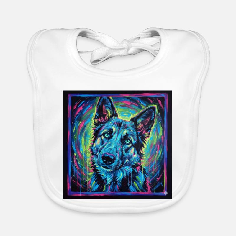 Regard de loup néon - Bavoir bio Bébé - blanc