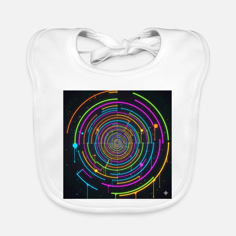 Jeu de couleurs en spirale de cercle néon - Bavoir bio Bébé - blanc