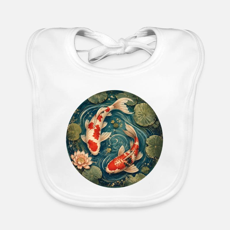 Koi Pond - Organic Baby Bibs - white