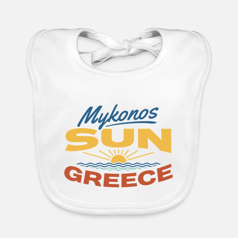 Mykonos Soleil Grèce Coucher de soleil Tee - Bavoir bio Bébé - blanc