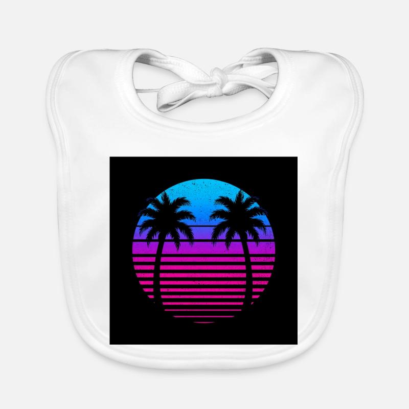 Cercle du Coucher de Soleil du Palmier Néon Bavoir bio Bébé